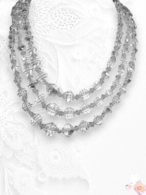 Vintage Laguna AB Crystal 3-Strand Necklace 502